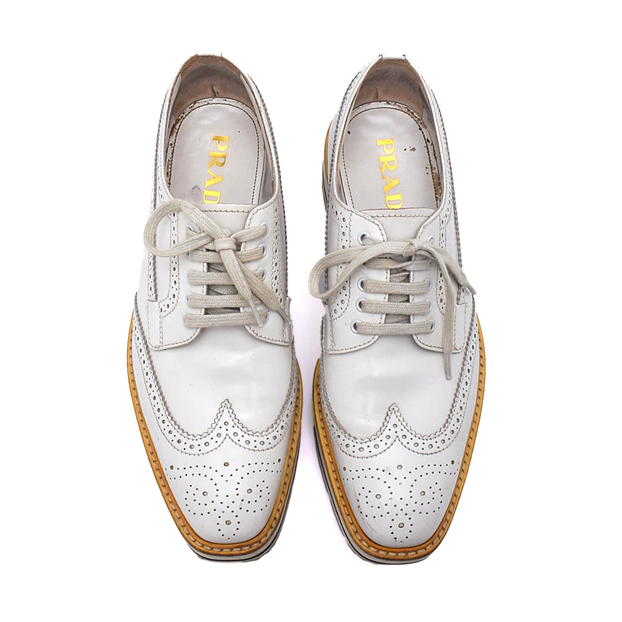 Prada -White Leather Derby Lace Up Espadrille Sneakers  39.5